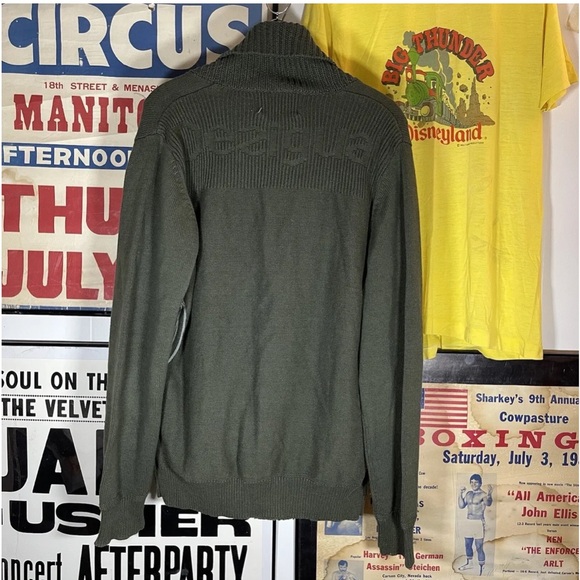 Desigual green knitted sweater cardigan for men size XL used embroidered pattern - Picture 3 of 8